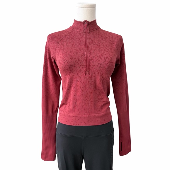 Lululemon Rest Less Cropped Half Zip Mulled Wine Herringbone Fade 2 - Picture 3 of 16